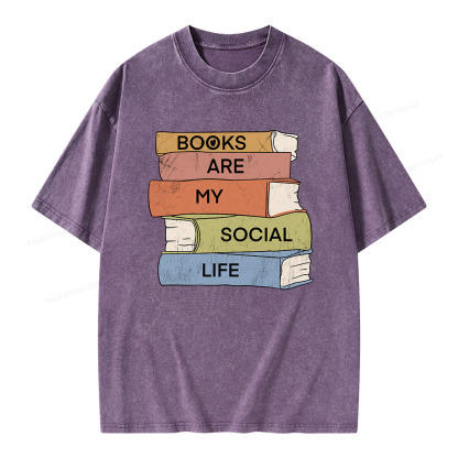 Pagewings Books Are My Social Life Unisex Washed T-shirt