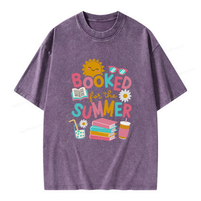Pagewings Booked For The Summer Unisex Washed T-shirt