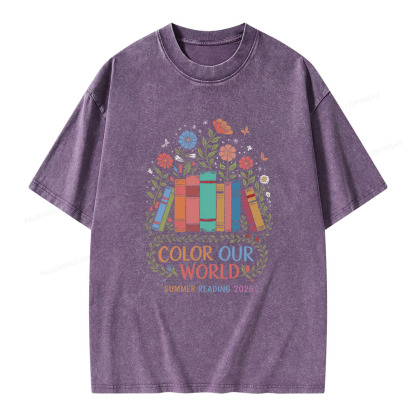 Pagewings Color Our World  Unisex Washed T-shirt