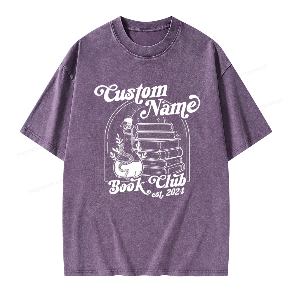 Pagewings Personalized Custom Book Club Unisex Washed T-shirt
