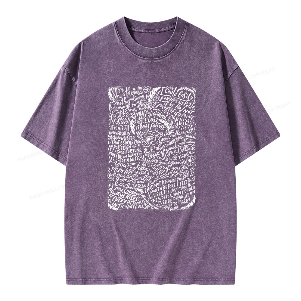 Pagewings Pride and Prejudice Unisex Washed T-shirt