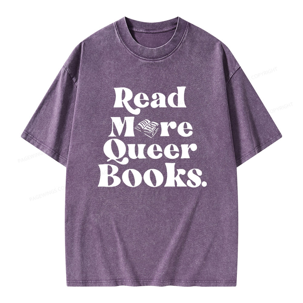 Pagewings Read More Queer Books Unisex Washed T-shirt