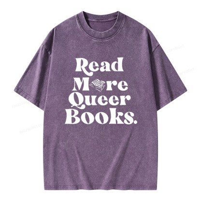 Pagewings Read More Queer Books Unisex Washed T-shirt