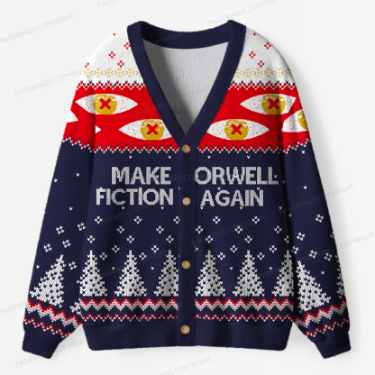Pagewings Make Fiction Orwell Again Unisex Ugly Cardigan Sweaters