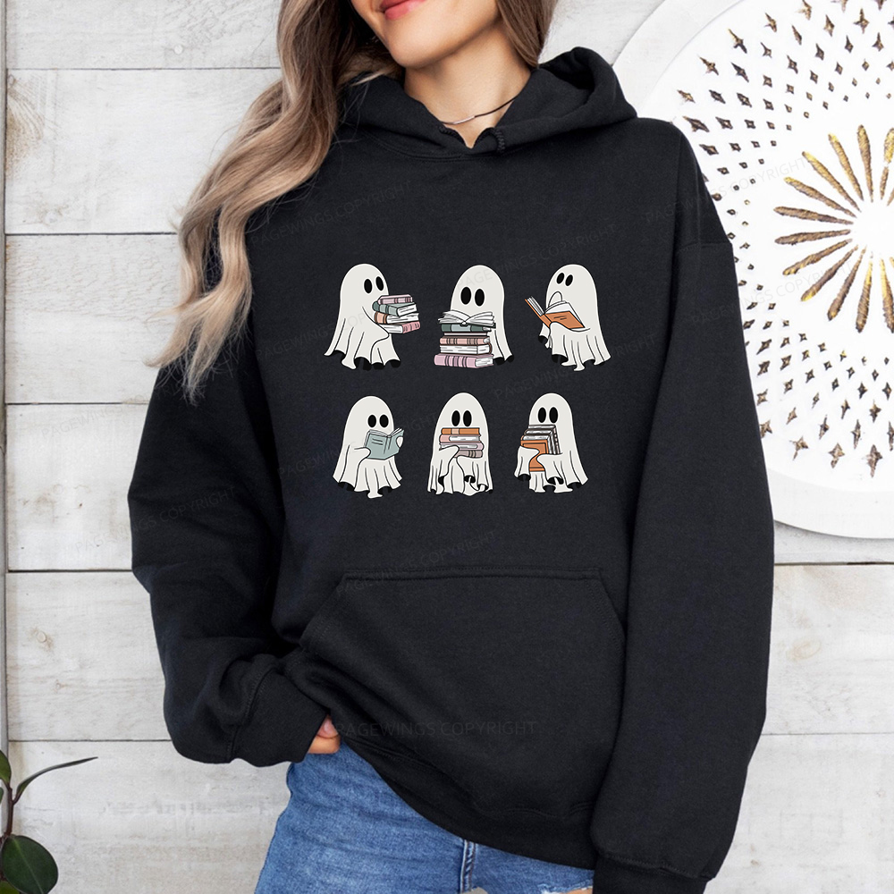 Pagewings Ghost Reading Halloween Unisex Classic Hoodie