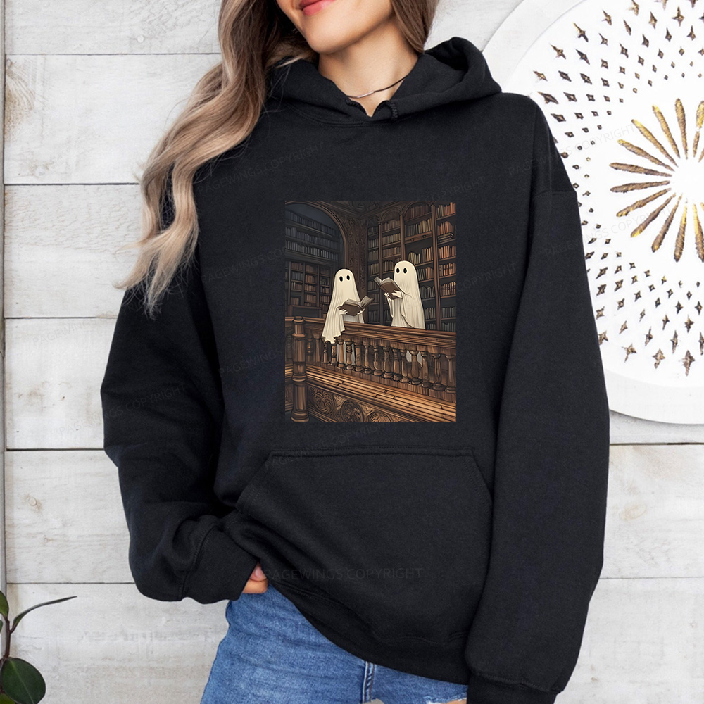 Pagewings Halloween Ghost Reading Unisex Classic Hoodie