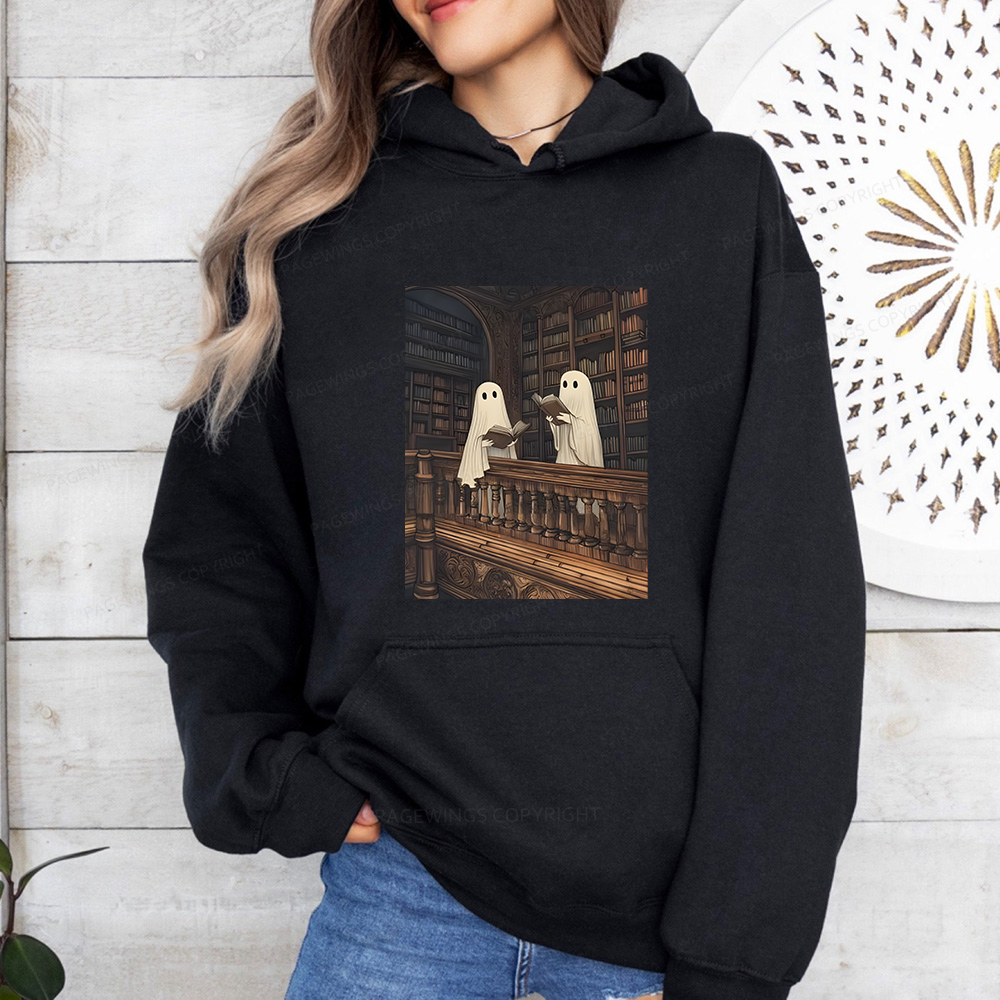 Pagewings Halloween Ghost Reading Unisex Classic Hoodie