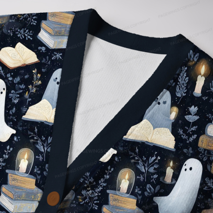 Pagewings Ghost Reading Unisex Ugly Cardigan Sweaters