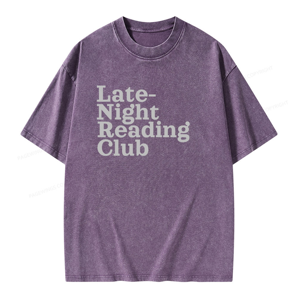 Pagewings Late-Night Reading Club Unisex Washed T-shirt