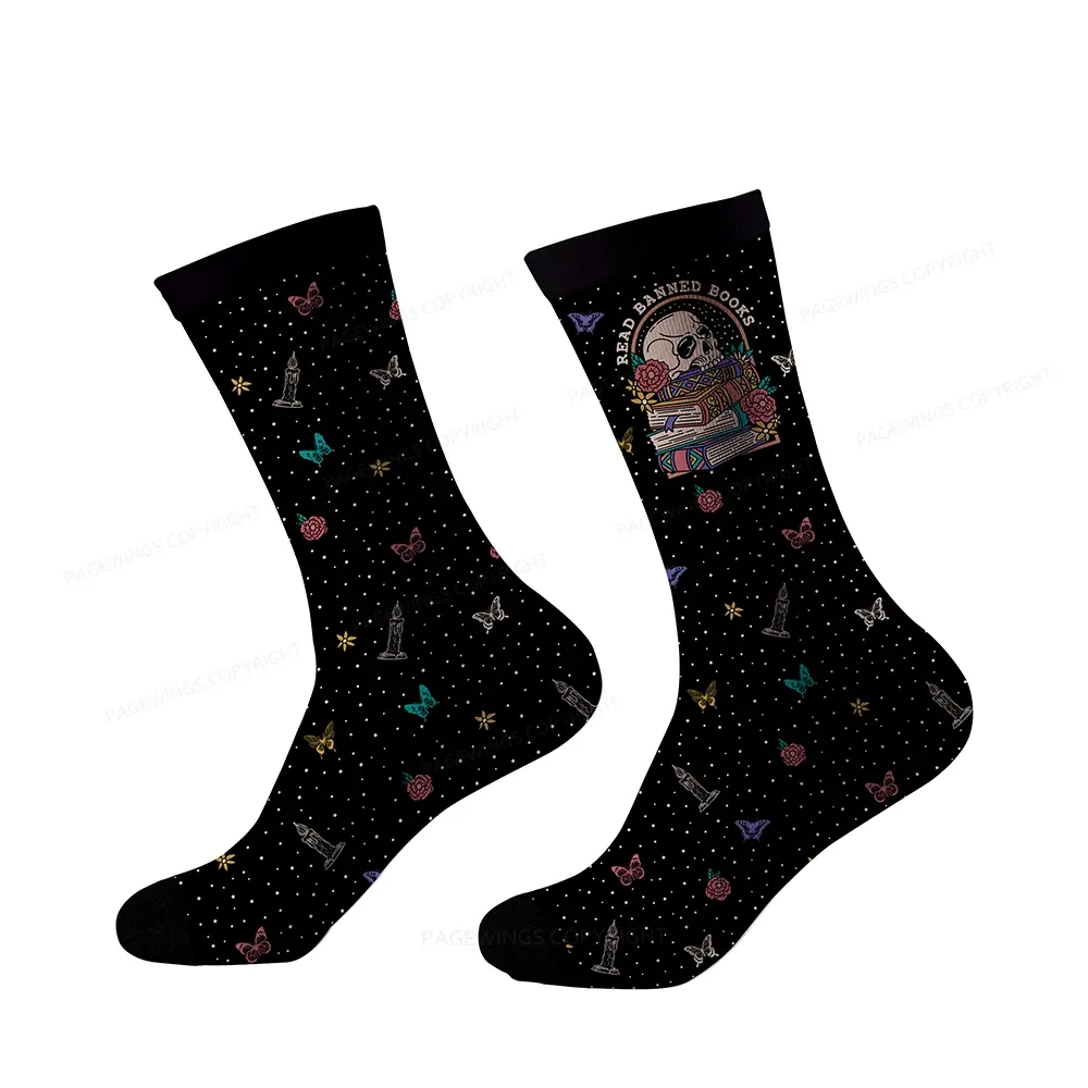 Pagewings Read Banned Book Floral Socks