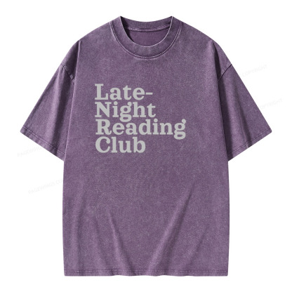 Pagewings Late-Night Reading Club Unisex Washed T-shirt