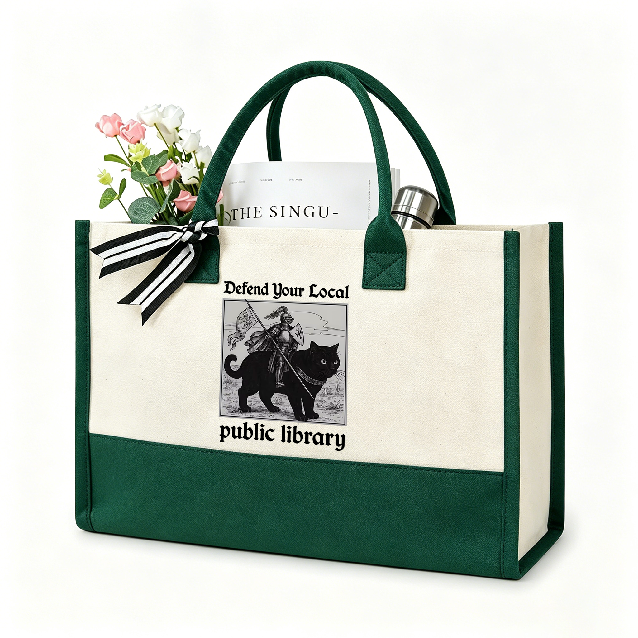 Pagewings Defend Your Local public library12628 Large Tote Bag