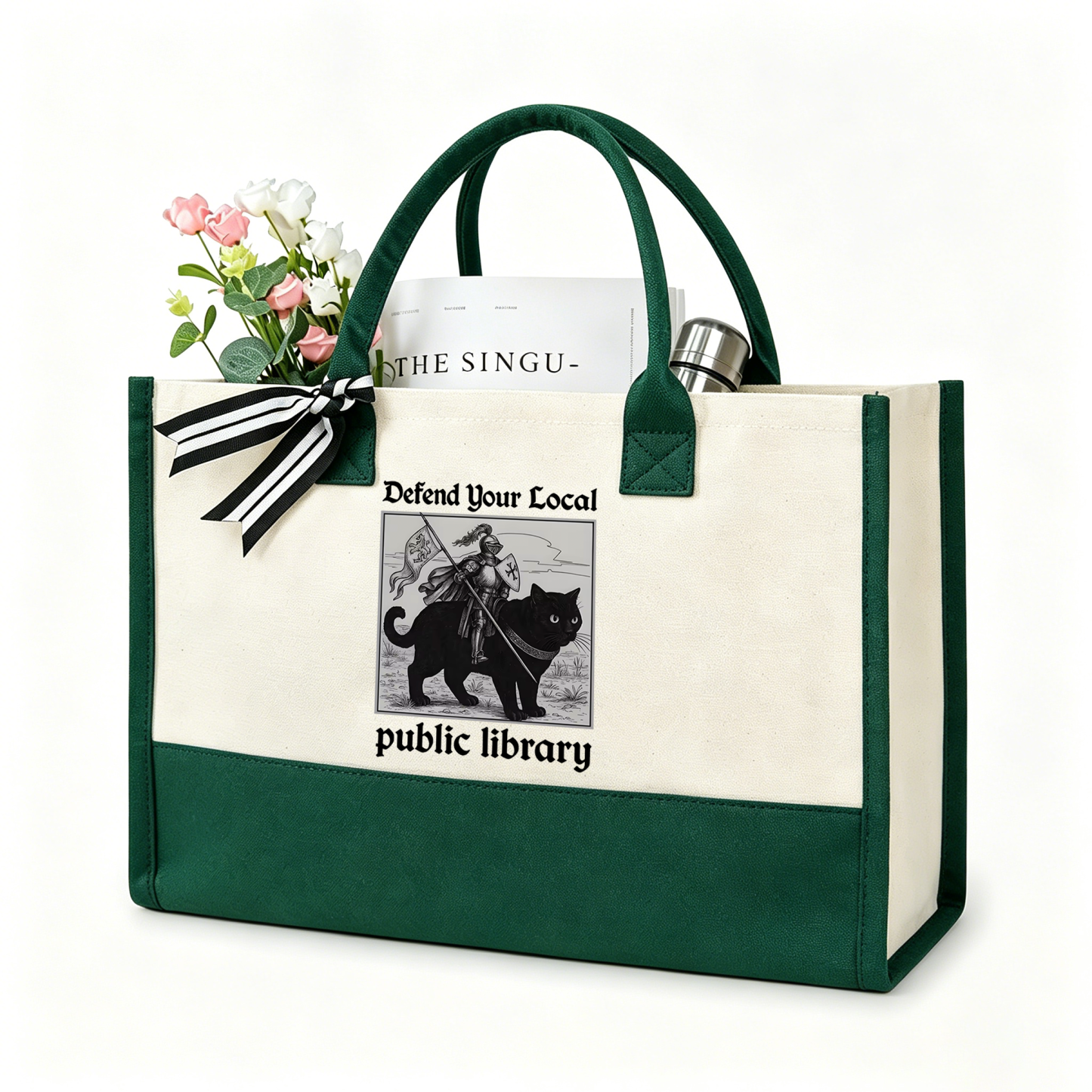Pagewings Defend Your Local public library12628 Large Tote Bag