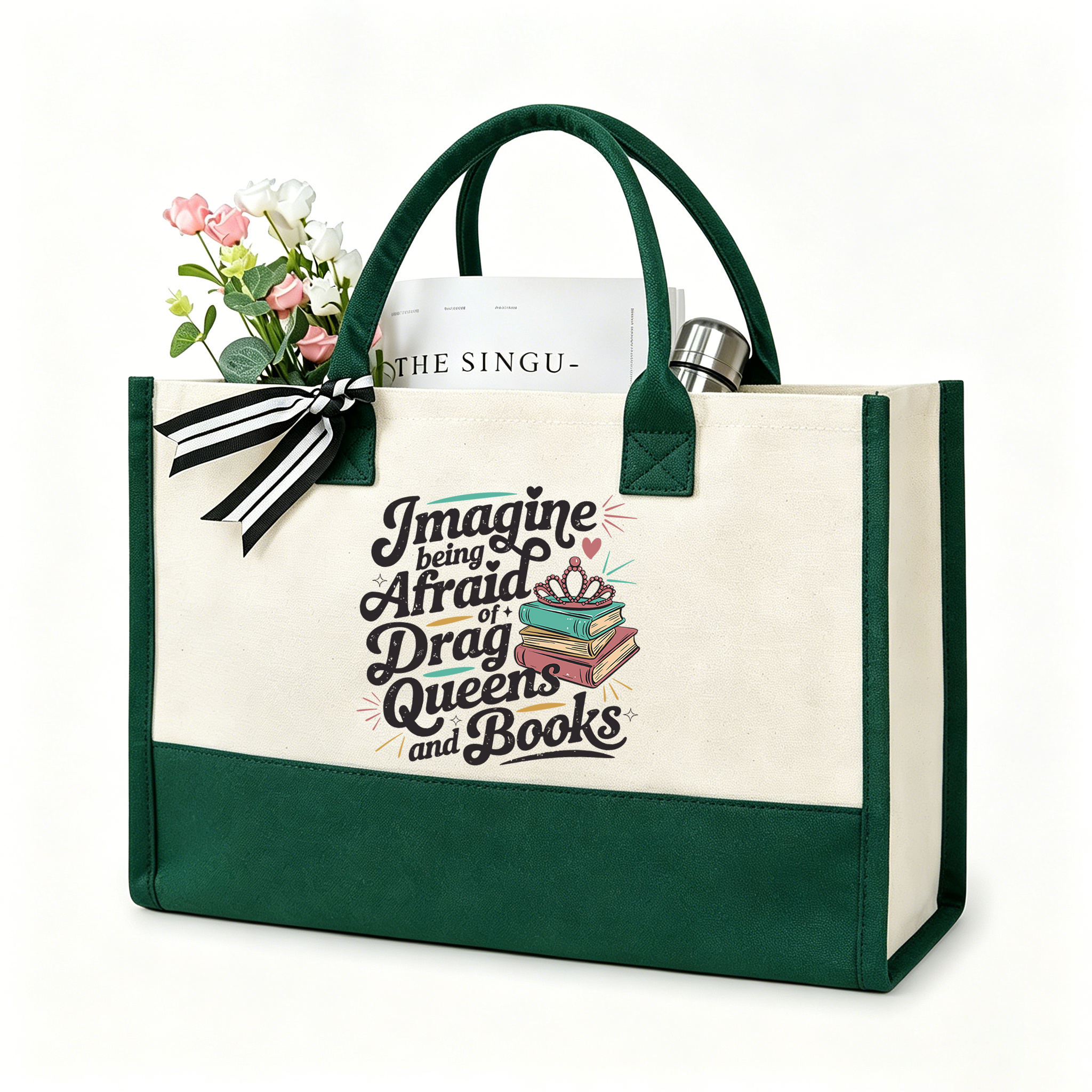 Pagewings Imagine Being Afraid Of Drag Queens And Books11701 Large Tote Bag