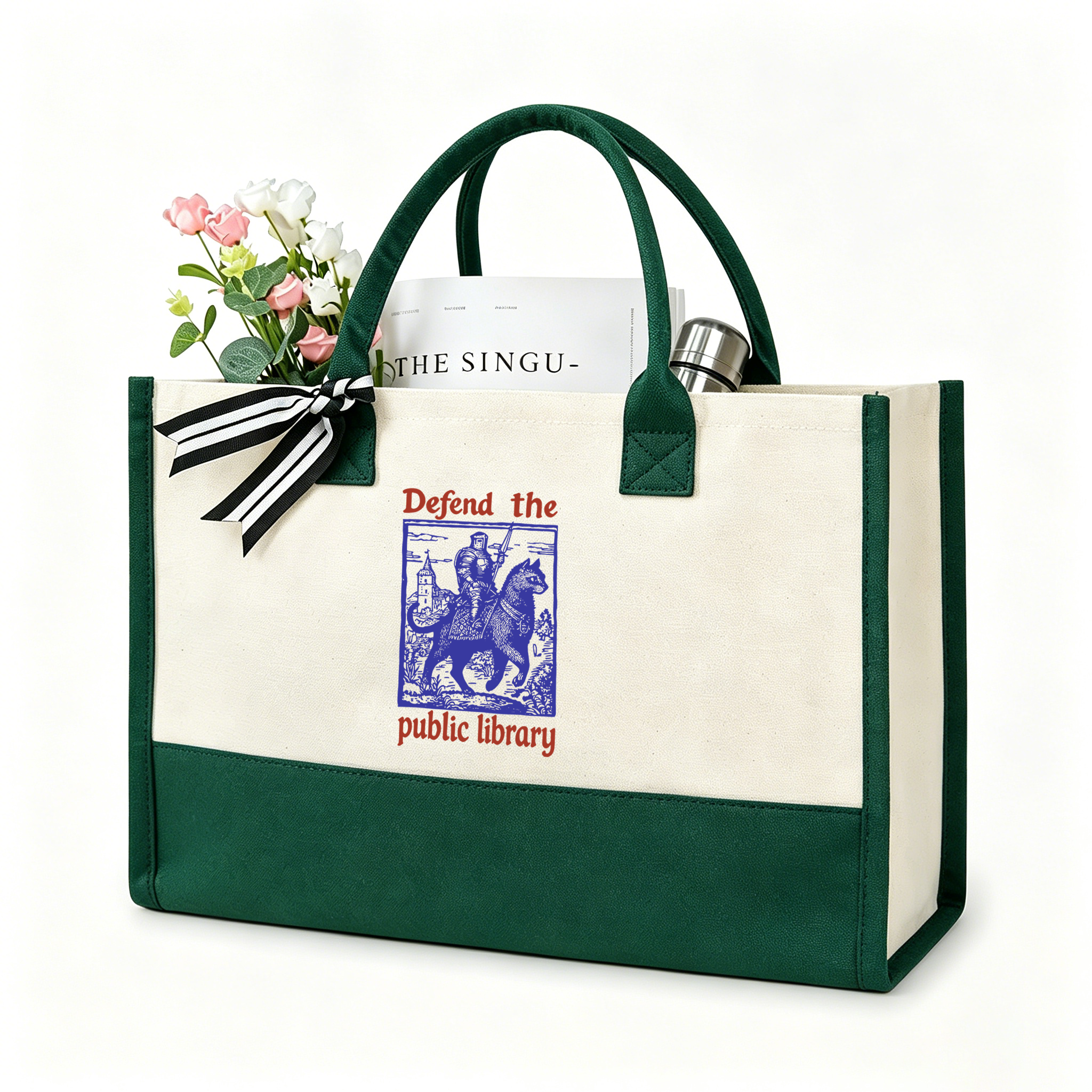 Pagewings Defend the Public Library Large Tote Bag