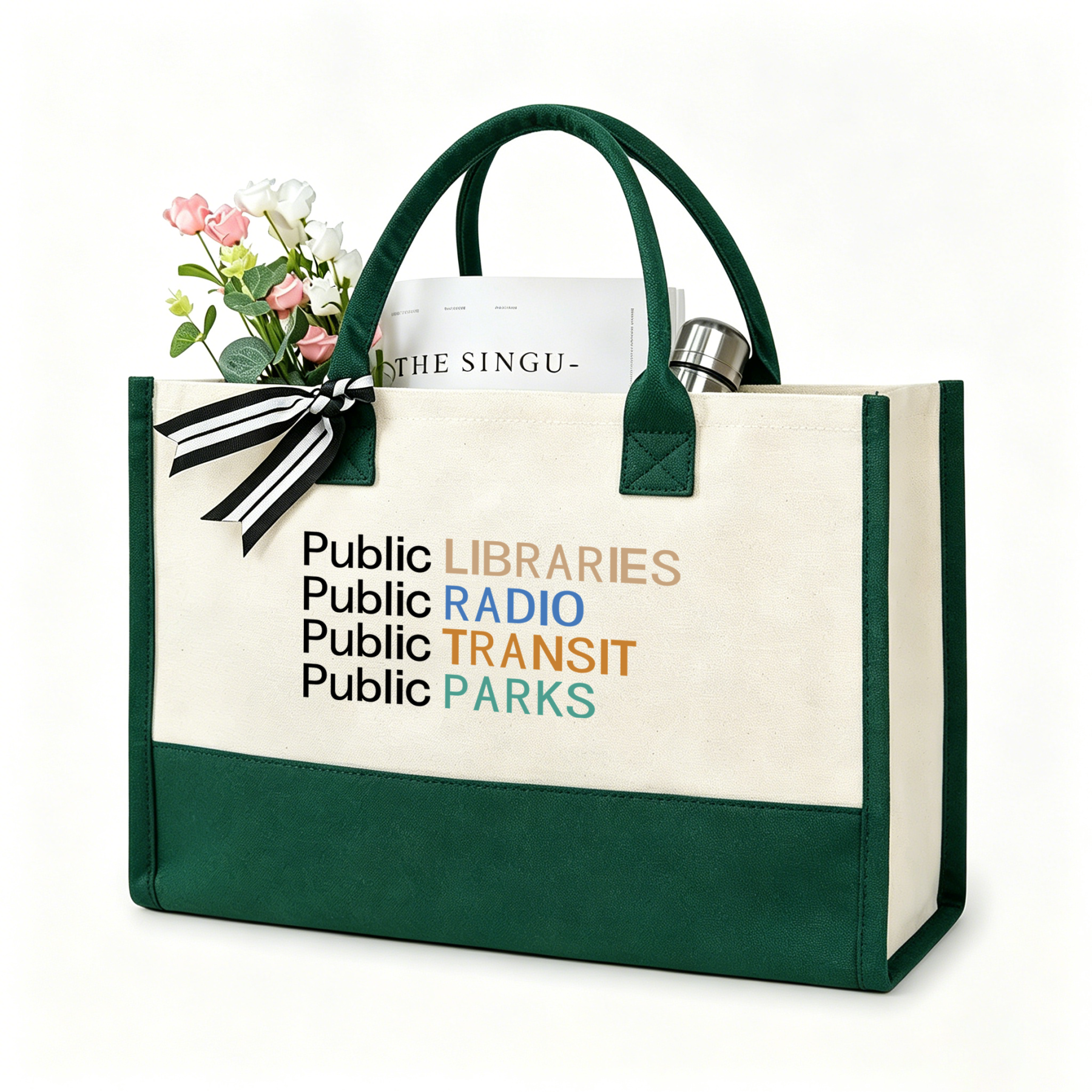 Pagewings Public Libraries Radio11558 Large Tote Bag