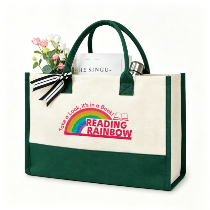 Pagewings Reading With Rainbow11479 Large Tote Bag