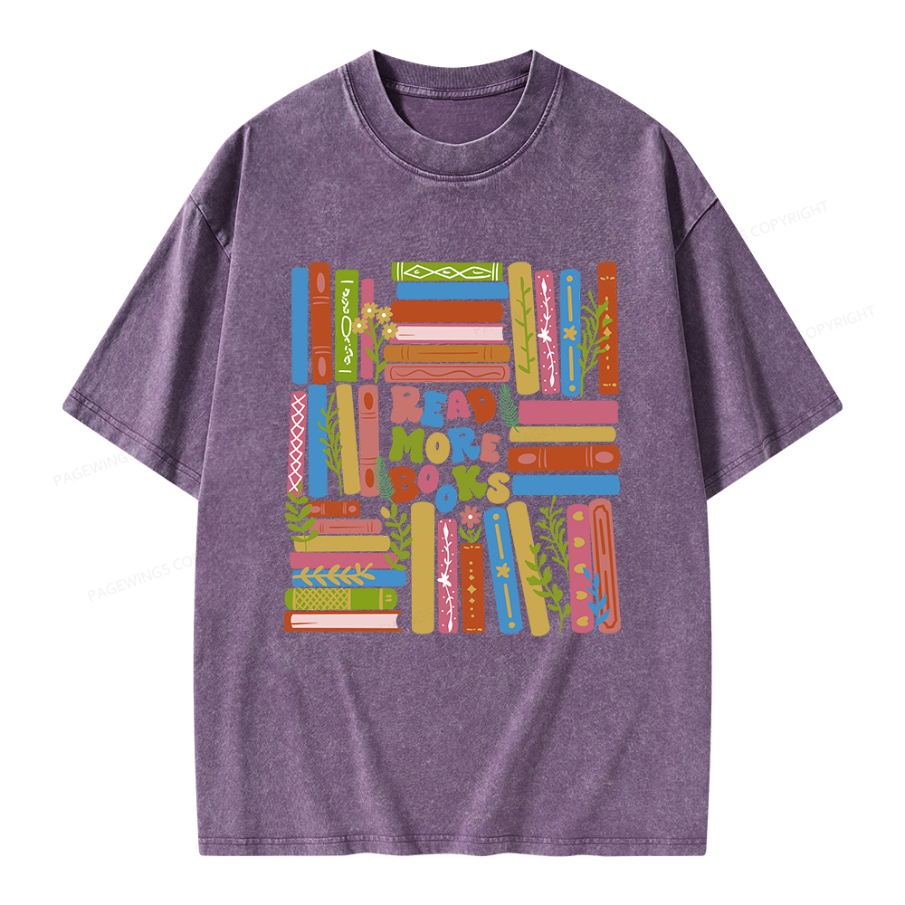 Pagewings Read More Books Unisex Washed T-shirt