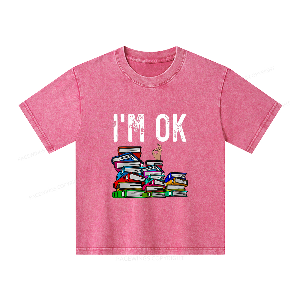 Pagewings Librarian Book Reader Funny Book Lover T Shirts Unisex Kids Washed T-shirt