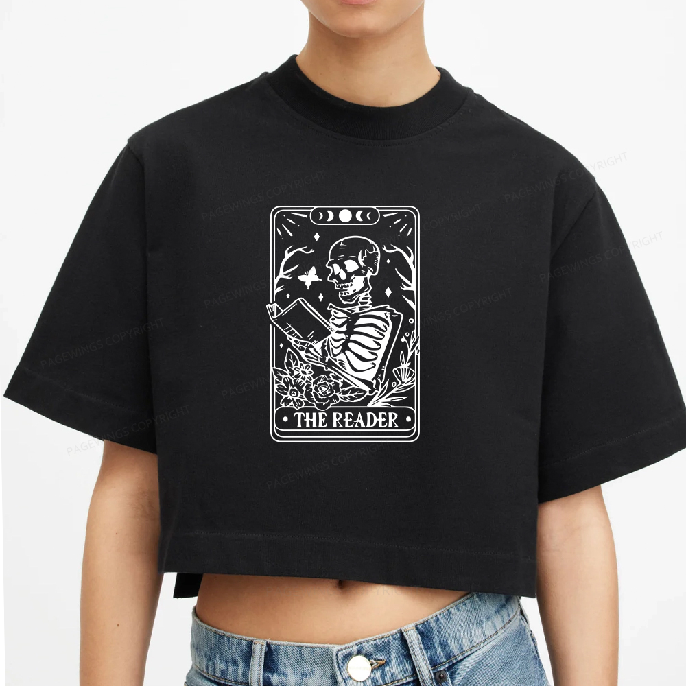 Pagewings Halloween The Reader Tarot Card Women Crop Tops
