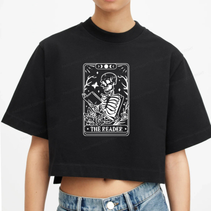 Pagewings Halloween The Reader Tarot Card Women Crop Tops