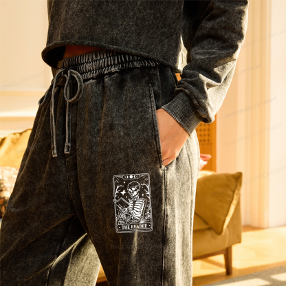 Pagewings Halloween The Reader Tarot Card Unisex Washed Sweatpants