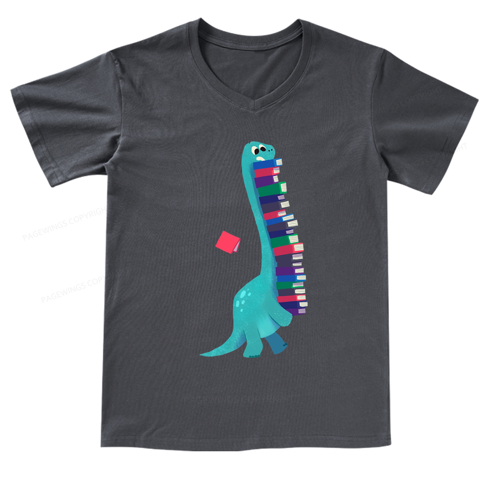 Pagewings Book Dinosaurs V-neck T-shirt