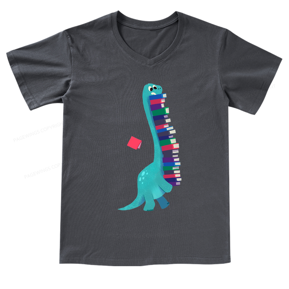 Pagewings Book Dinosaurs V-neck T-shirt