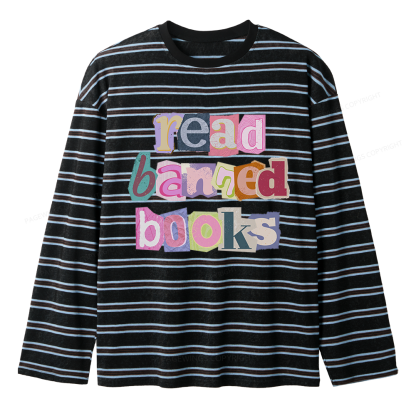 Pagewings Read Banned Books Unisex Striped Long Sleeve T-Shirt