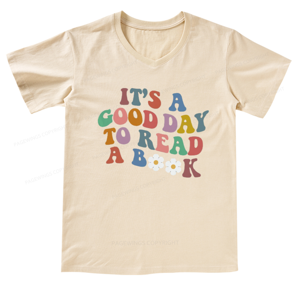 Pagewings It's A Good Day To Read A Book V-neck T-shirt