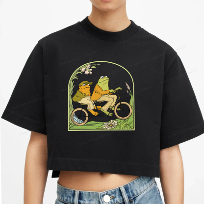 Pagewings Frog And Toad Book Vintage Women Crop Tops