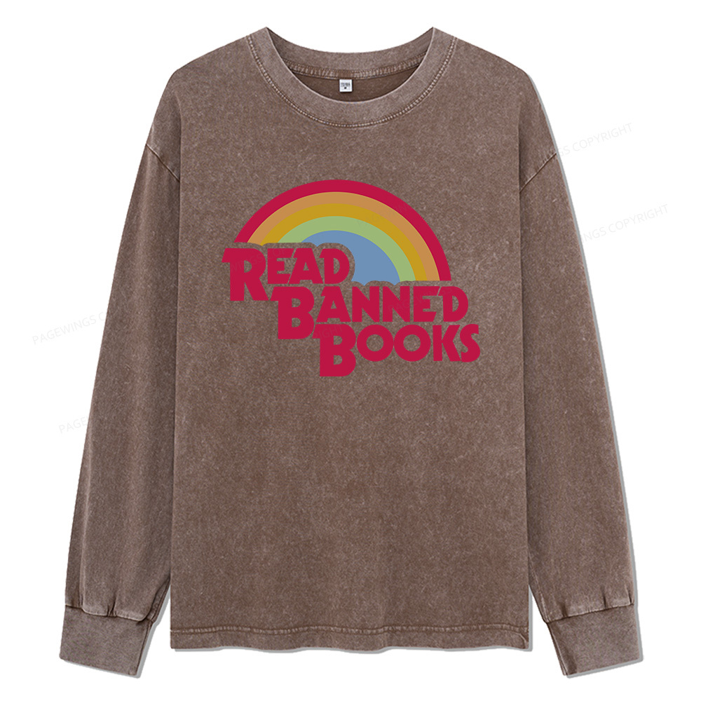 pagewings Read Banned Books Unisex Washed Long Sleeve T-shirt