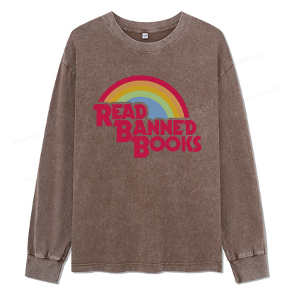 pagewings Read Banned Books Unisex Washed Long Sleeve T-shirt