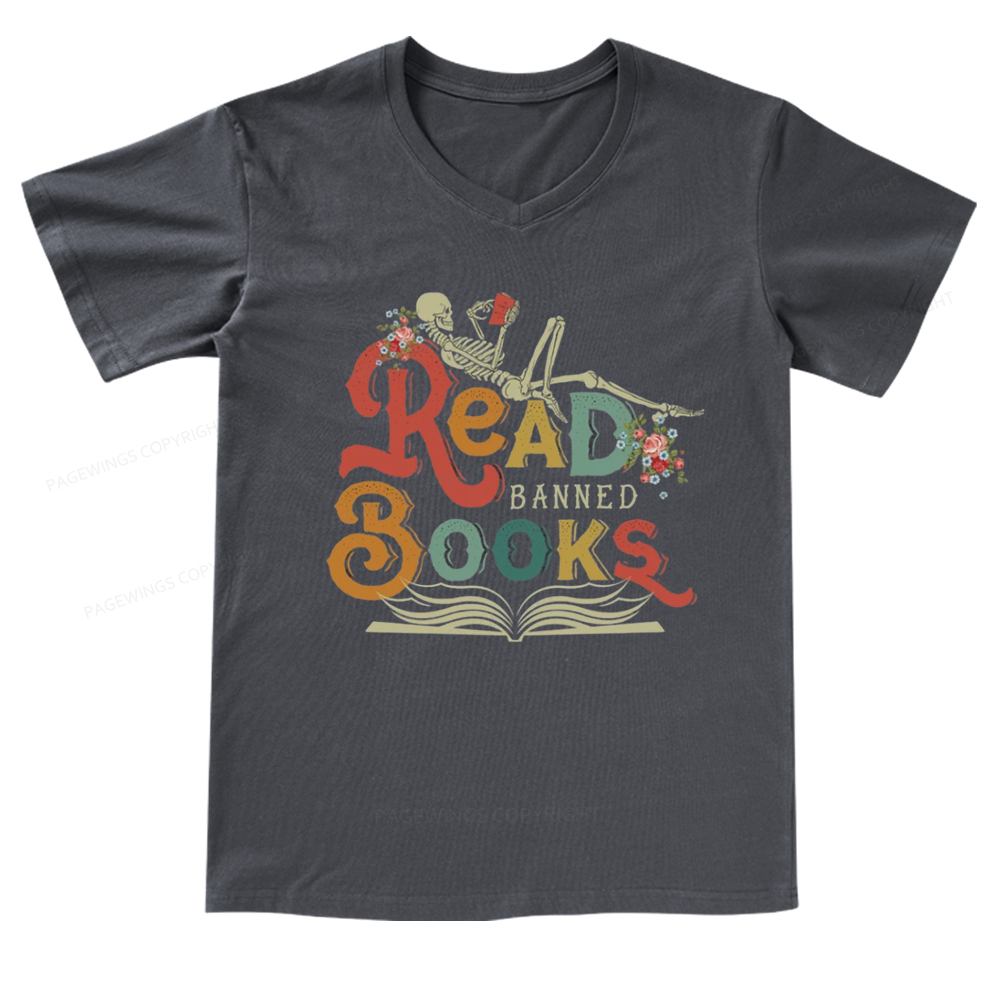 Pagewings Read Banned Books V-neck T-shirt