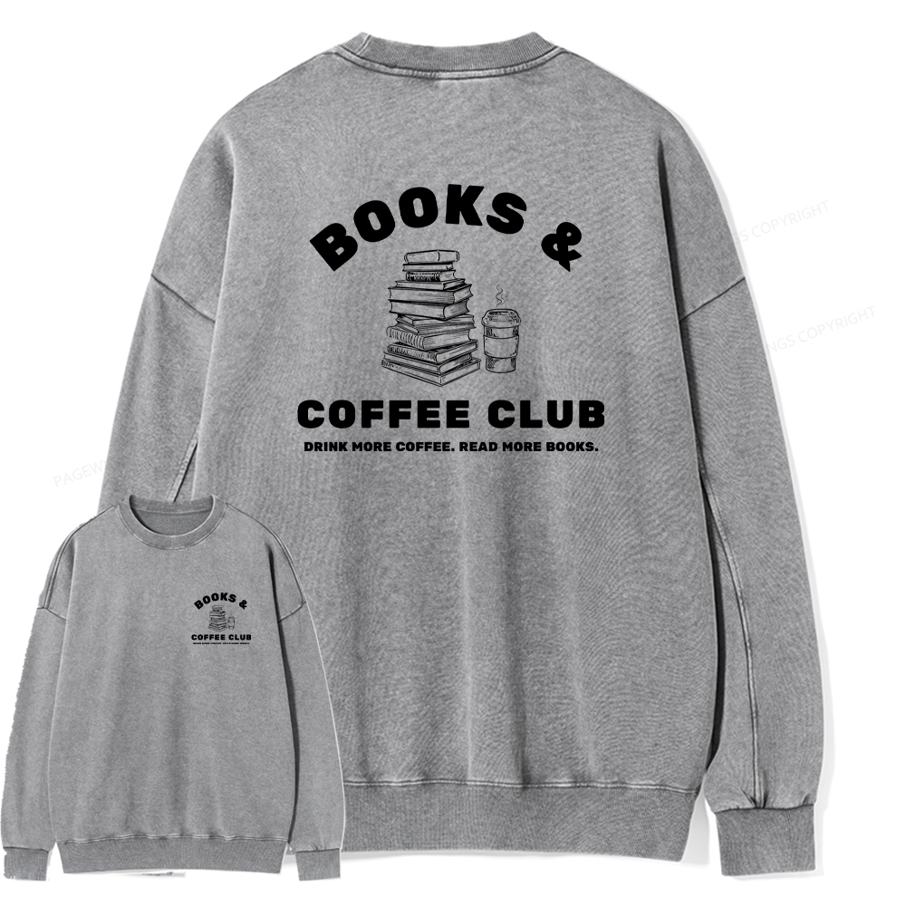 Pagewings Books and Coffee Club Unisex Washed Sweatshirt