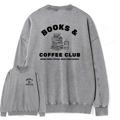 Pagewings Books and Coffee Club Unisex Washed Sweatshirt