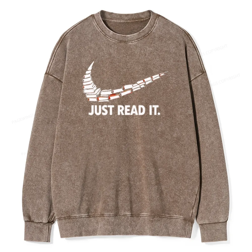 Pagewings Just Read It And Feel Deeply Unisex Washed Sweatshirt