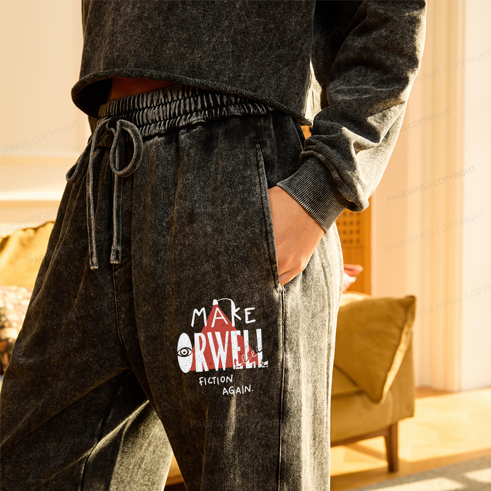 Pagewings Make Orwell Fiction Again Unisex Washed Sweatpants