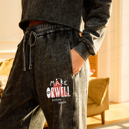 Pagewings Make Orwell Fiction Again Unisex Washed Sweatpants