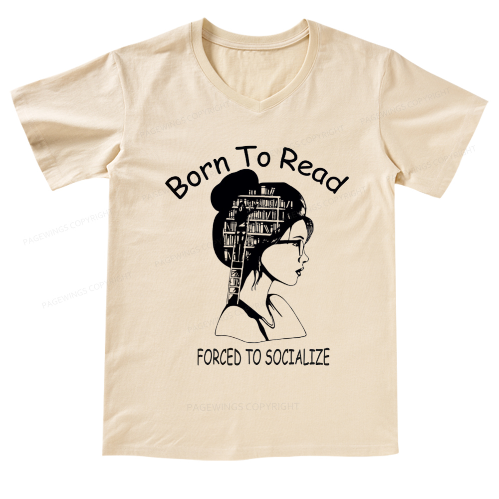 Pagewings Born To Read V-neck T-shirt