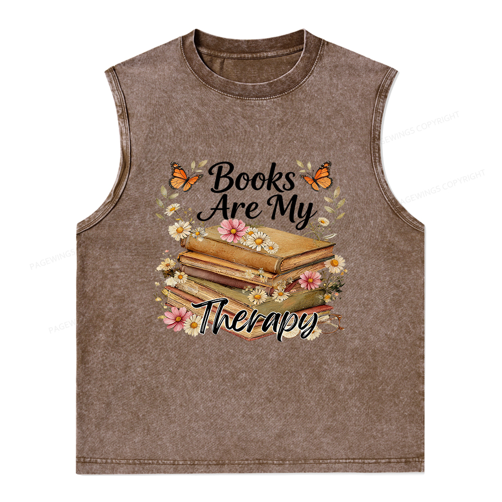 Pagewings Books Are My Therapy Unisex Washed Tank Top