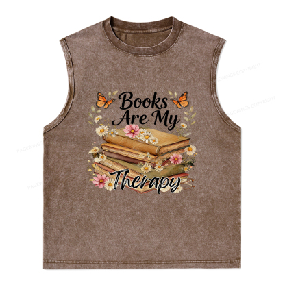 Pagewings Books Are My Therapy Unisex Washed Tank Top
