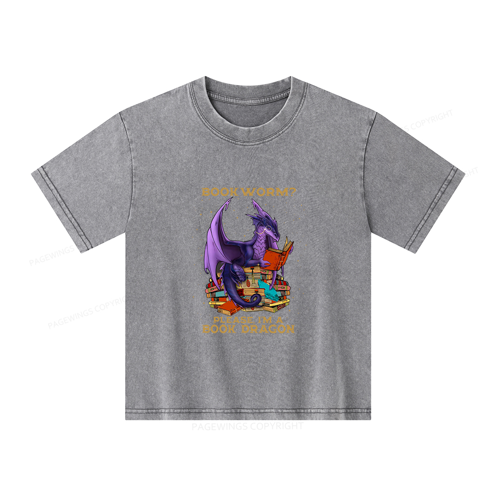 Pagewings Bookworm Please I'm A Book Dragon Unisex Kids Washed T-shirt