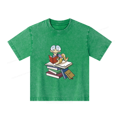 Pagewings Reading Snail and Book Unisex Kids Washed T-shirt