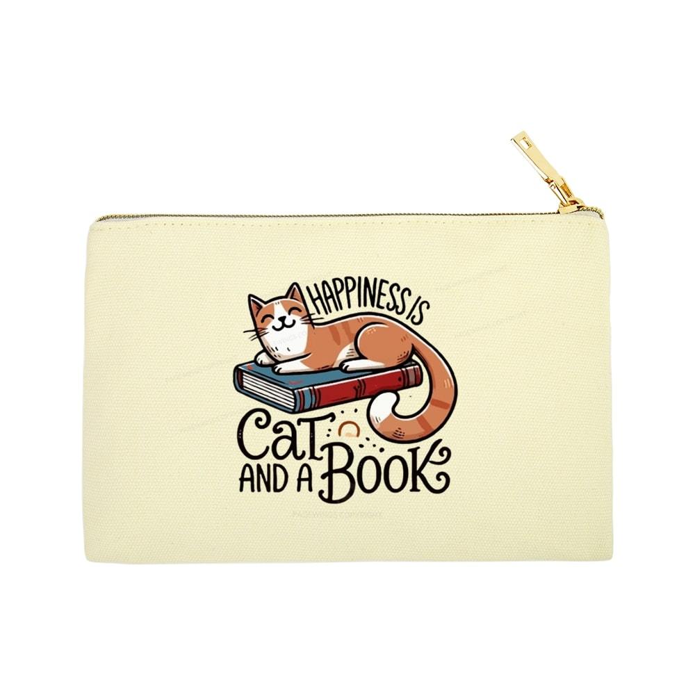 Pagewings Happiness Is A Cat And A Book Unisex Pouch