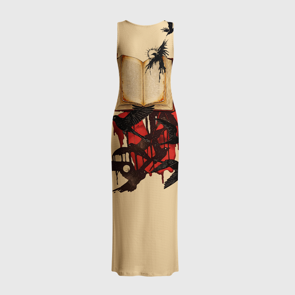 Pagewings Gothic Ravens of Literature Crochet Maxi Dress