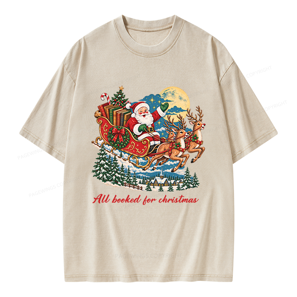 Pagewings All Booked For Christmas Unisex Washed T-shirt