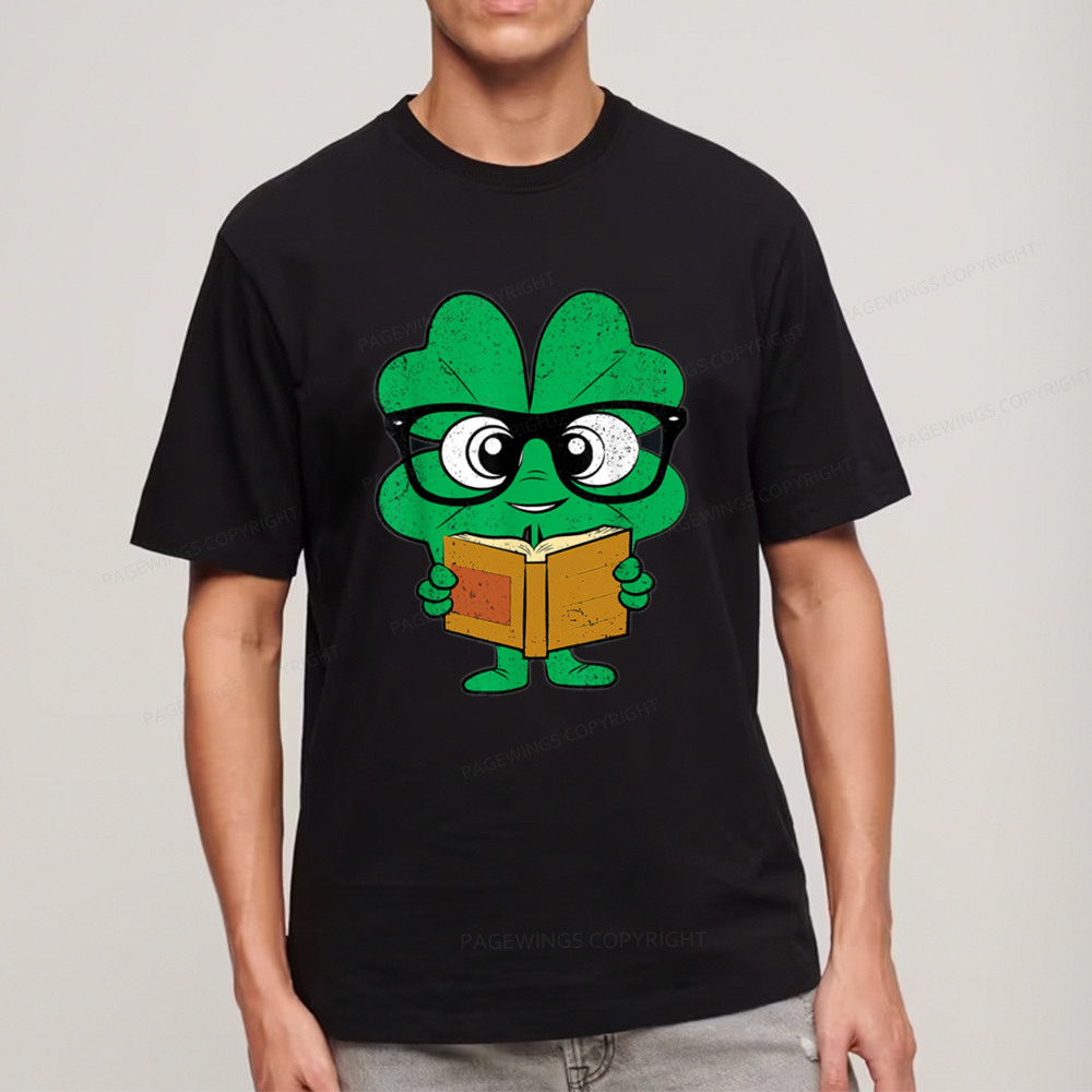 Pagewing Shamrock Reading Books St Patricks Day Unisex Classic T-shirt
