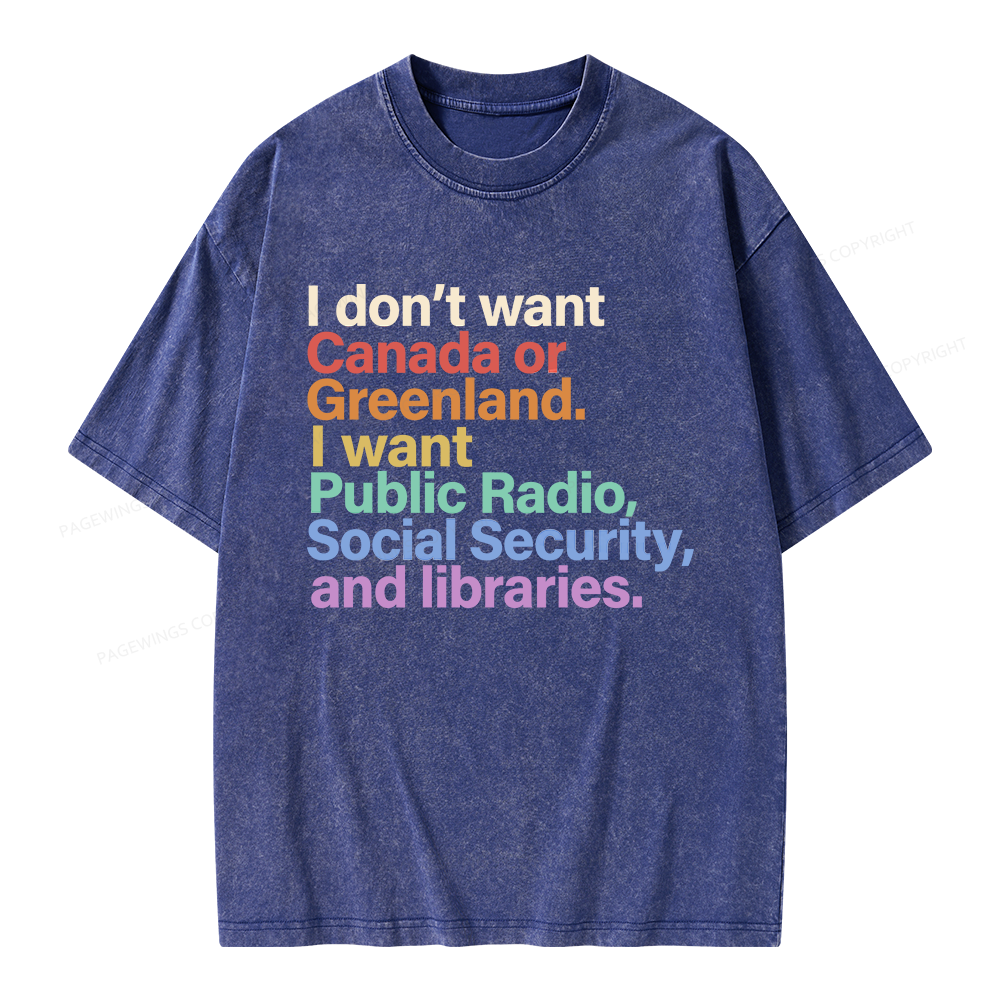 Pagewings I Want Public Libraries Unisex Washed T-shirt