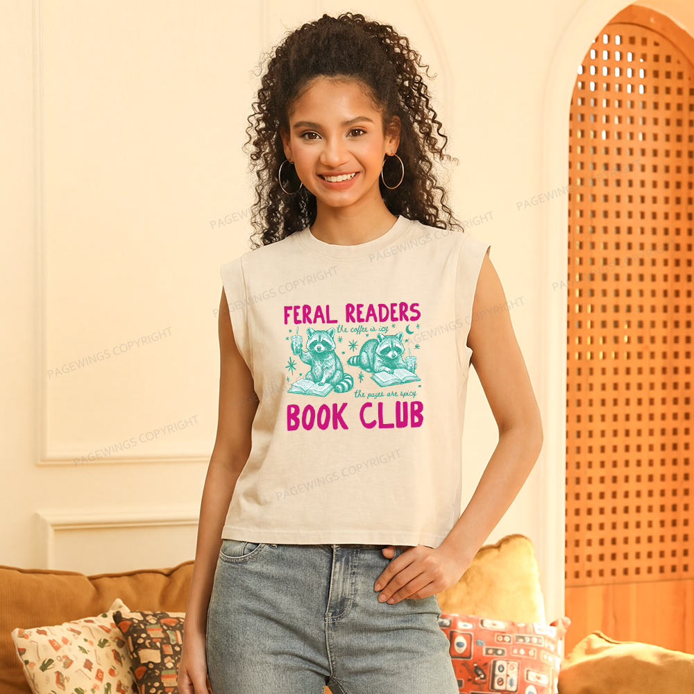 Pagewings Feral Readers Book Club Women's Washed Tank Top